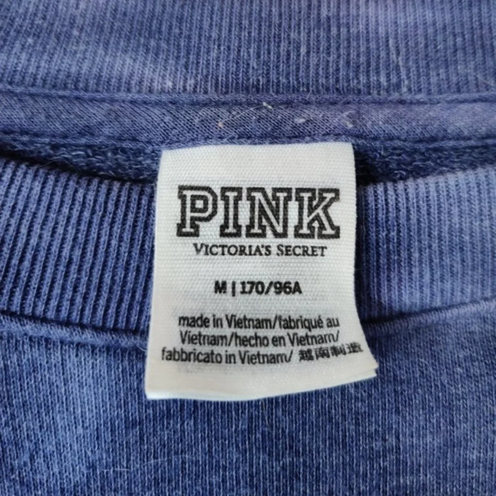 VS PINK Tie Dye Tricolor Crop Oversized Sweatshirt EUC sz M - Picture 3 of 9
